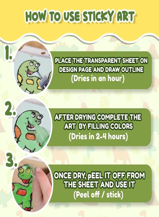 ويمبلي مجموعة ويمبلي لتزيين الزجاج، 18 قطعة، مجموعة فنية وحرفية للنوافذ مع 48 ملصقًا ثلاثي الأبعاد بنقوش مختلفة | مجموعة هدايا للبنات من عمر 5 سنوات فما فوق | تُلصق على زجاج النوافذ والثلاجة | هدية عيد ميلاد للبنات من عمر 6 إلى 12 سنة (ديناصور) - Image 3